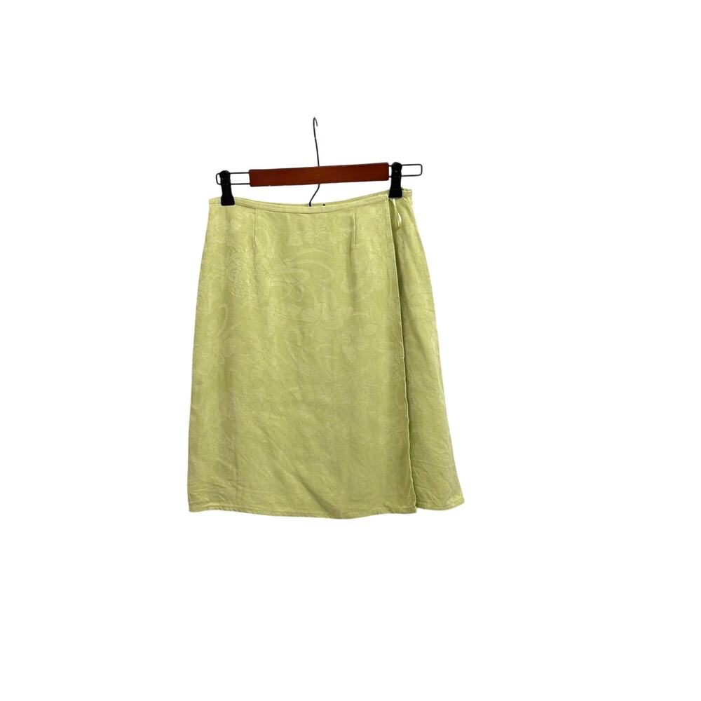 Vintage Tommy Bahama 100% Silk Green Floral Paisley Wrap Skirt Size Small 4/6